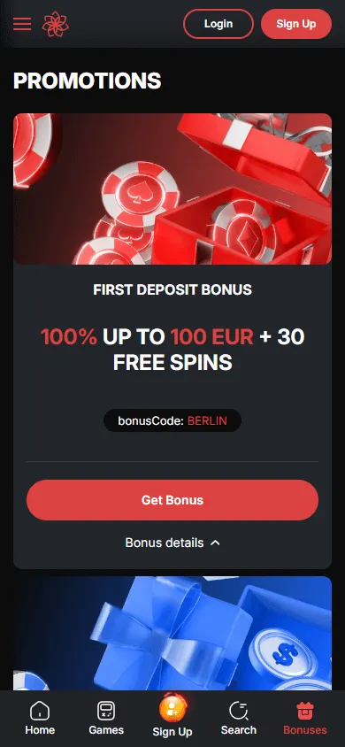 Casinochan mobile promotions area
