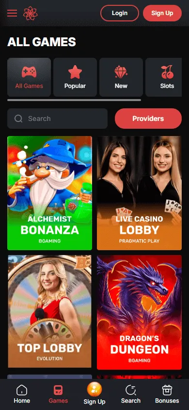 Casinochan mobile games catalogue