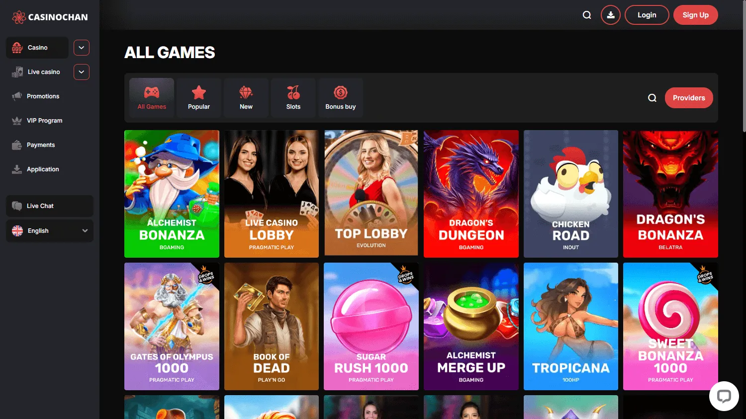 Casinochan desktop games catalogue